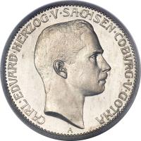 obverse of 2 Mark - Karl Eduard (1905 - 1911) coin with KM# 166 from German States. Inscription: CARL · EDUARD · HERZOG · V · SACHSEN · COBVRG · U · GOTHA A