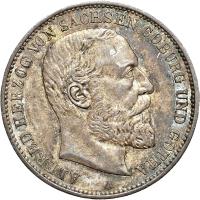 obverse of 2 Mark - Alfred (1895) coin with KM# 158 from German States. Inscription: ALFRED HERZOG VON SACHSEN COBURG UND GOTHA