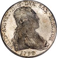 obverse of 2/3 Thaler - Friedrich August III (1792) coin with KM# 1033 from German States.