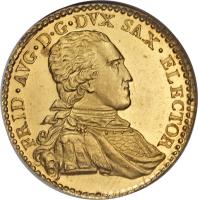 obverse of 1 Ducat - Friedrich August III - Trade Coinage (1791) coin with KM# 1030 from German States.