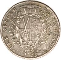 reverse of 1 Conventionsthaler - Friedrich August III (1768) coin with KM# 990 from German States.