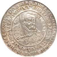 obverse of 1 Thaler - Johann Georg I - Death of Johann Georg I (1656) coin with KM# 451 from German States.