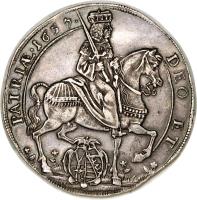 obverse of 1 Thaler - Johann Georg II - Death of Emperor Ferdinand III (1657) coin with KM# 480 from German States.