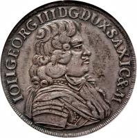 obverse of 2/3 Thaler - Johann Georg II (1680 - 1691) coin with KM# 571 from German States.