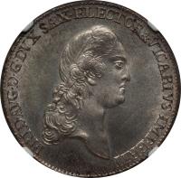 obverse of 2/3 Thaler - Friedrich August III (1790) coin with KM# 1022 from German States. Inscription: FRID.AVG.D.G.DVX SAX.ELECTOR&VICARIVS IMP.