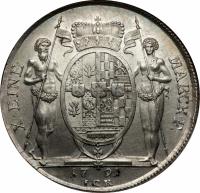 reverse of 1 Thaler - Friedrich Karl (1791) coin with KM# 134 from German States. Inscription: X.EINE MARCK.F. 1791