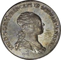 obverse of 1 Thaler - Johann (1783) coin with KM# 66 from German States.