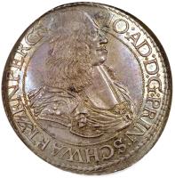 obverse of 1 Thaler - Johann Adolf (1682) coin with KM# 5 from German States.