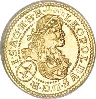 obverse of 1/4 Ducat - Leopold I - Trade Coinage (1669 - 1684) coin with KM# 495 from German States.