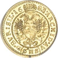 reverse of 1/4 Ducat - Leopold I - Trade Coinage (1669 - 1684) coin with KM# 495 from German States.