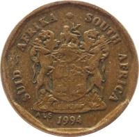 obverse of 10 Cents - SUID-AFRIKA - SOUTH AFRICA (1990 - 1995) coin with KM# 135 from South Africa. Inscription: SUID-AFRIKA · SOUTH AFRICA EX UNITATE VIRES ALS 1992