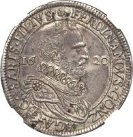 obverse of 1 Tallero - Ferrante II (1619 - 1620) coin with KM# 44 from Italian States. Inscription: FERDINANDVS. (-) GON. (-ZAGA.) CAESARIS. FILIVS.