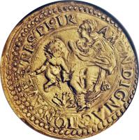 reverse of 4 Scudi d´Oro - Francesco I (1631 - 1634) coin with FR# 778.1 from Italian States. Inscription: AVERTISTI.IR AM.INDIGNACCION