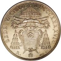 obverse of 1 Scudo - Pius IX - Sede Vacante (1846) coin with KM# 1335 from Italian States.