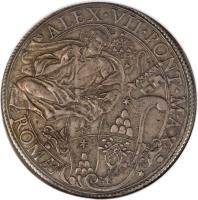 obverse of 1 Piastra - Alexander VII (1658) coin with KM# 290 from Italian States.