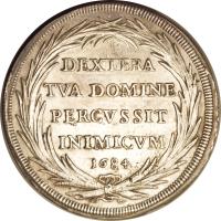 reverse of 1 Piastra - Innocent XI (1684) coin with KM# 452 from Italian States.