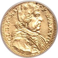 obverse of 1/2 Scudo - Clement XI (1717) coin with KM# 768 from Italian States.