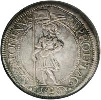 reverse of 1 Scudo - Odoardo Farnese (1628 - 1636) coin with KM# 16 from Italian States. Inscription: · S:ANTONIVS · M:PROT:PLAC · *L · 1628 · X*