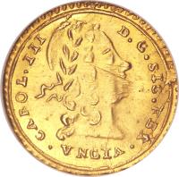 obverse of 30 Tari - Charles (1735) coin with KM# 152 from Italian States.