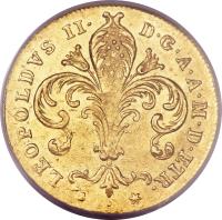 obverse of 1 Ruspone - Leopold II (1824 - 1836) coin with C# 77 from Italian States. Inscription: LEOPOLDVS II · D · G · A · A · M · D · ETR · ·