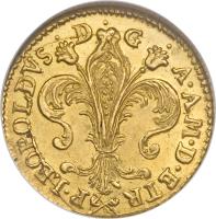 obverse of 1 Ruspone - Pietro Leopoldo (1765 - 1790) coin with C# 28 from Italian States. Inscription: P · LEOPOLDVS · D · G · A · A · M · D · ETR ·