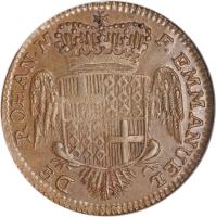 obverse of 1 Tari - Emmanuel de Rohan (1786) coin with KM# 333 from Order of Malta. Inscription: F EMMANUEL DE ROHAN M