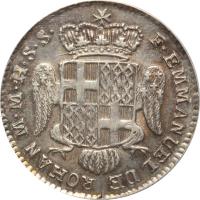 obverse of 6 Tari - Emmanuel de Rohan (1776 - 1780) coin with KM# 303 from Order of Malta. Inscription: F. EMMANUEL DE ROHAN M. M. H. S. S.