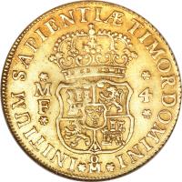 reverse of 4 Escudos - Felipe V (1732 - 1747) coin with KM# 135 from Mexico.