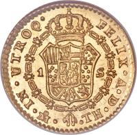 reverse of 1 Escudo - Carlos IV (1792 - 1808) coin with KM# 120 from Mexico.