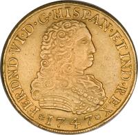 obverse of 8 Escudos - Fernando VI (1747) coin with KM# 149 from Mexico.