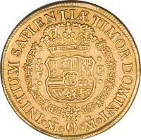 reverse of 8 Escudos - Fernando VI (1747) coin with KM# 149 from Mexico.