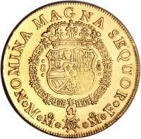 reverse of 8 Escudos - Fernando VI (1748 - 1751) coin with KM# 150 from Mexico.