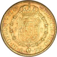 reverse of 8 Escudos - Carlos III (1772 - 1776) coin with KM# 156 from Mexico.