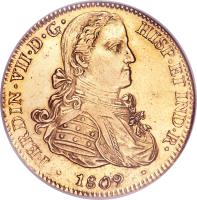 obverse of 8 Escudos - Fernando VII (1808 - 1812) coin with KM# 160 from Mexico. Inscription: FERDIN · VII