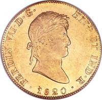 obverse of 8 Escudos - Fernando VII (1814 - 1821) coin with KM# 161 from Mexico.