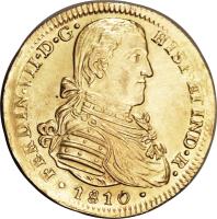 obverse of 4 Escudos - Fernando VII (1810 - 1812) coin with KM# 145 from Mexico.