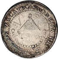 reverse of 8 Reales - Fernando VII - Zacatecas Royalist Coinage (1811) coin with KM# 190 from Mexico.