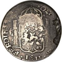 obverse of 8 Reales - Fernando VII - Countermarked (1810 - 1811) coin with KM# A297 from Mexico.