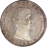 obverse of 8 Reales - Agustin I Iturbide (1822) coin with KM# 309 from Mexico.