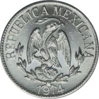 obverse of 1 Centavo (1914) coin with KM# 628 from Mexico. Inscription: REPUBLICA MEXICANA