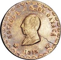 obverse of 20 Pesos - Provisional Government (1915) coin with KM# 753 from Mexico.