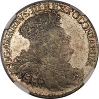 obverse of 18 Groszy - Augustus III - 2'nd Type (1755 - 1756) coin with KM# 148 from Polish–Lithuanian Commonwealth.