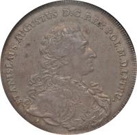 obverse of 1 Conventionsthaler - Stanisław II August (1766) coin with KM# 187 from Polish–Lithuanian Commonwealth. Inscription: STANISLAUS AUGUSTUS D.G.REX POL.M.D.LITHU: