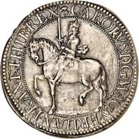 obverse of 30 Shillings - Charles I (1625 - 1649) coin with SP# 5557 from Scotland. Inscription: CAROLVS : D.G.MAG: BRIT: FRAN: ET: HIB: REX: