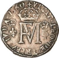 reverse of 1 Testoon - Francis & Maria (1560) coin with SP# 5418 from Scotland.