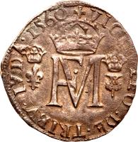 reverse of 1 Testoon - Francis & Maria (1560) coin with SP# 5417 from Scotland.