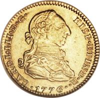 obverse of 2 Escudos - Carlos III (1772 - 1788) coin with KM# 417 from Spain.