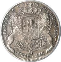 reverse of 1 Ducaton - Felipe V (1703 - 1705) coin with KM# 131 from Spanish Netherlands.