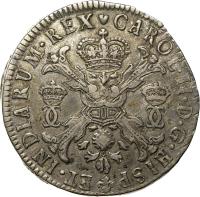 obverse of 1 Patagon - Carlos II (1694 - 1700) coin with KM# 91 from Spanish Netherlands.