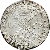 obverse of 1 Patagon - Carlos II (1666 - 1692) coin with KM# 63 from Spanish Netherlands.